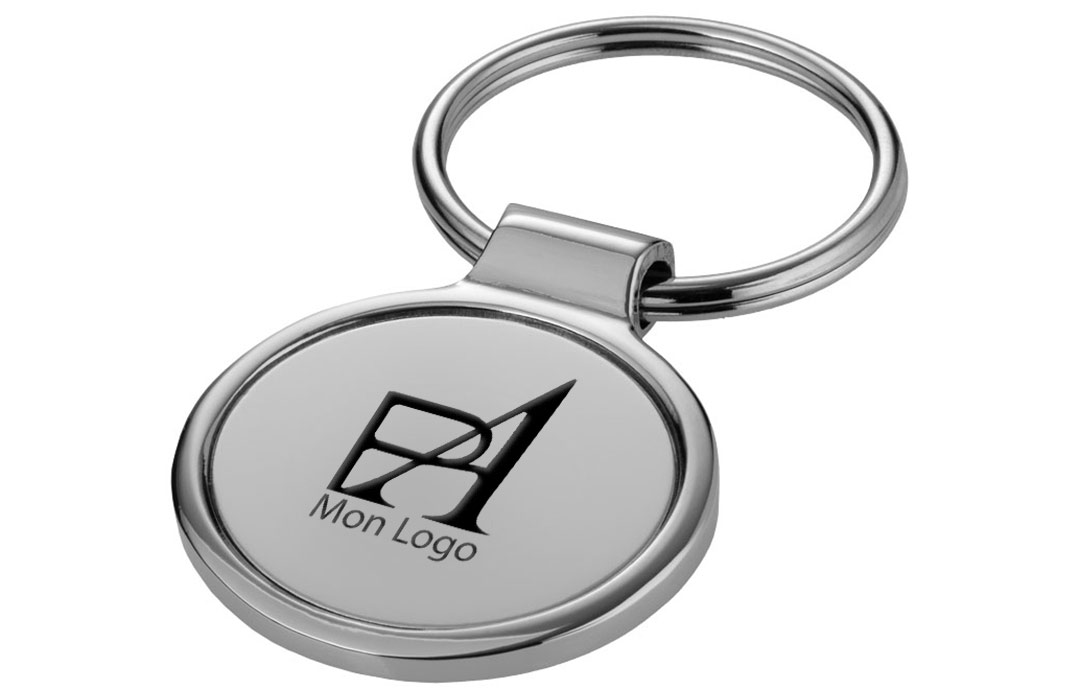Porte-clés à personnaliser métal rond avec coffret